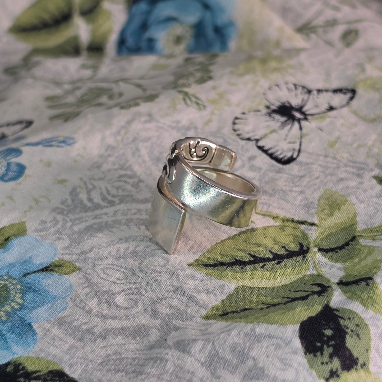 Vintage Silver Plate Spiral Spoon ring - Size 10