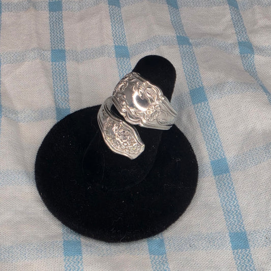 Silver Plate Spiral Spoon Ring - Size 6