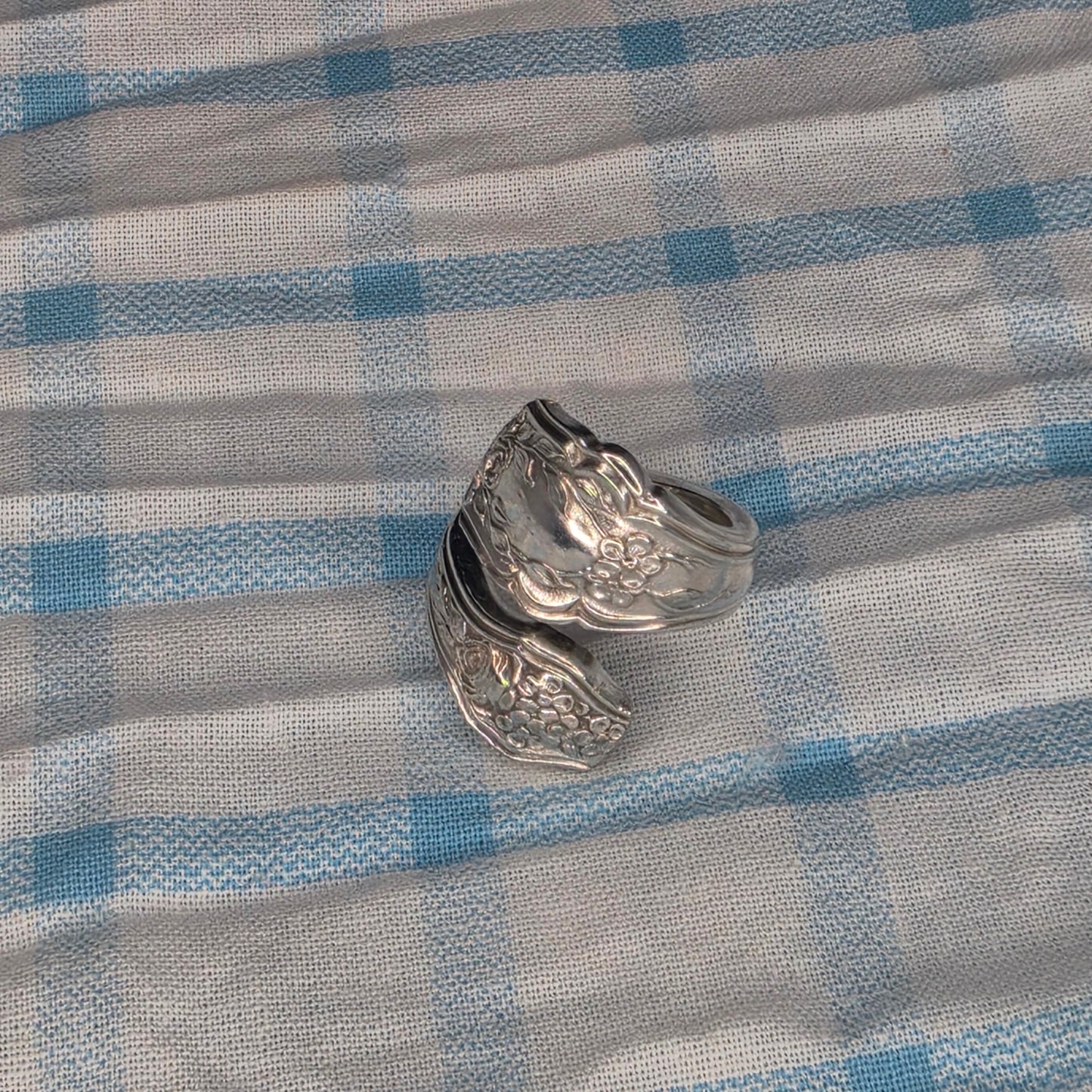 Silver Plate Spiral Spoon Ring - Size 5