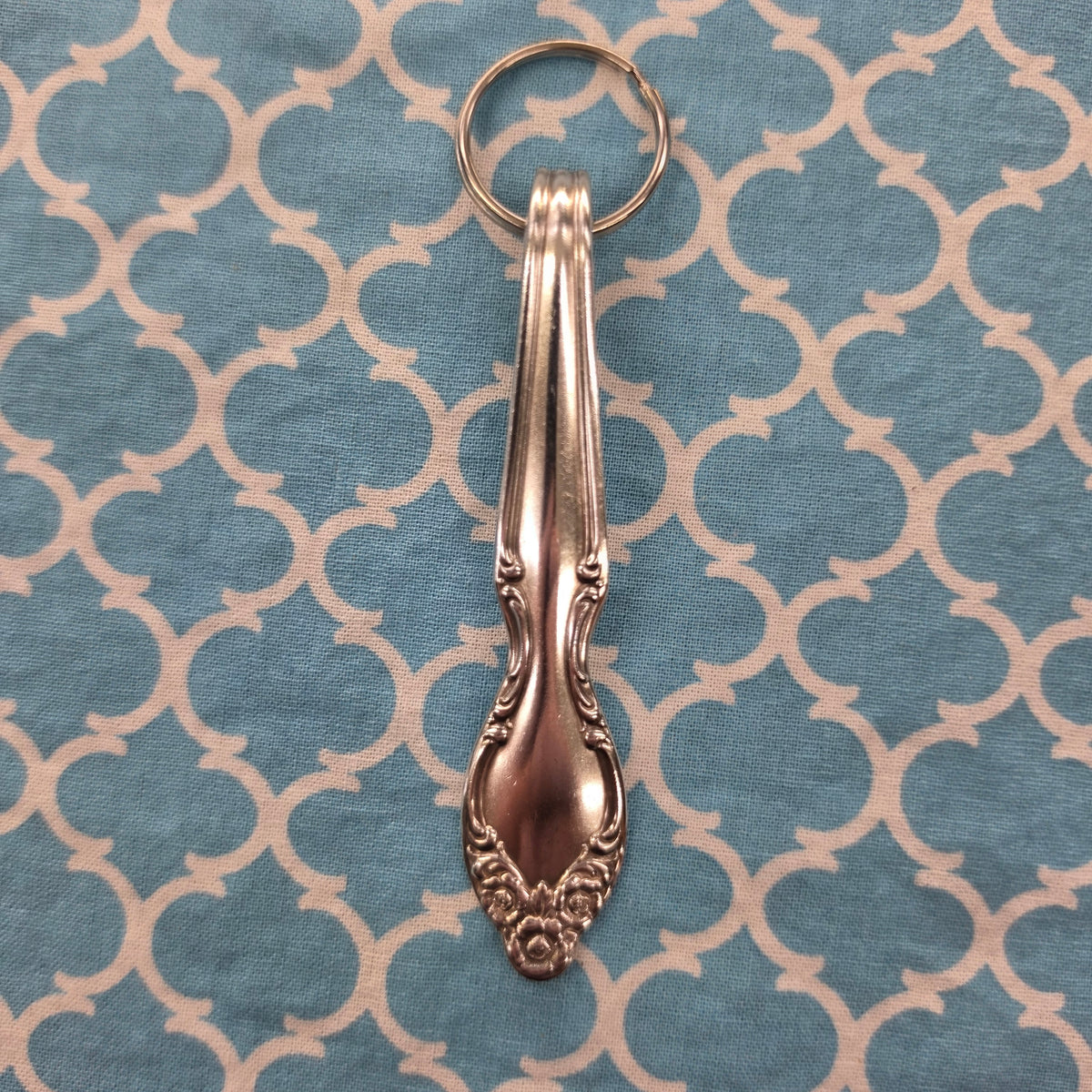 Lady Densmore Pattern Silver Plated Keychain