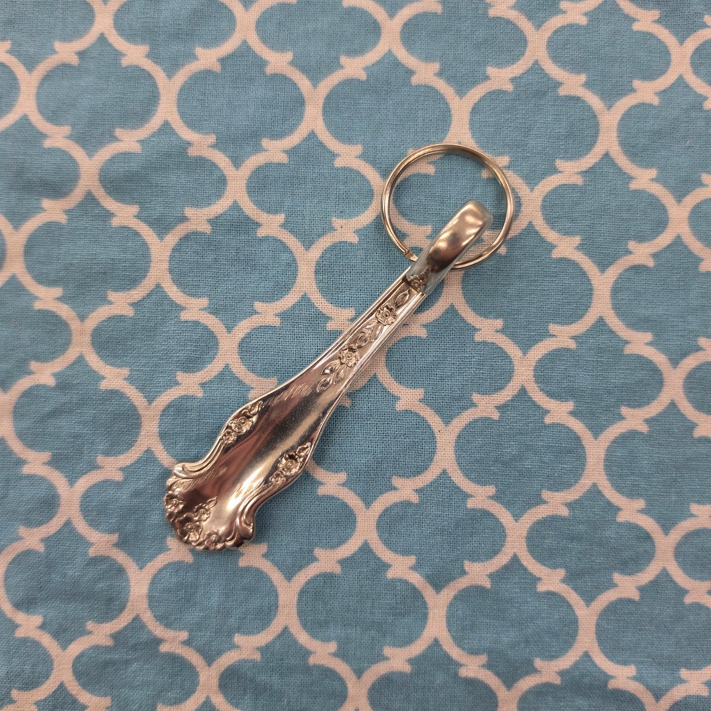 Holiday (1951) Pattern Silver Plated Keychain