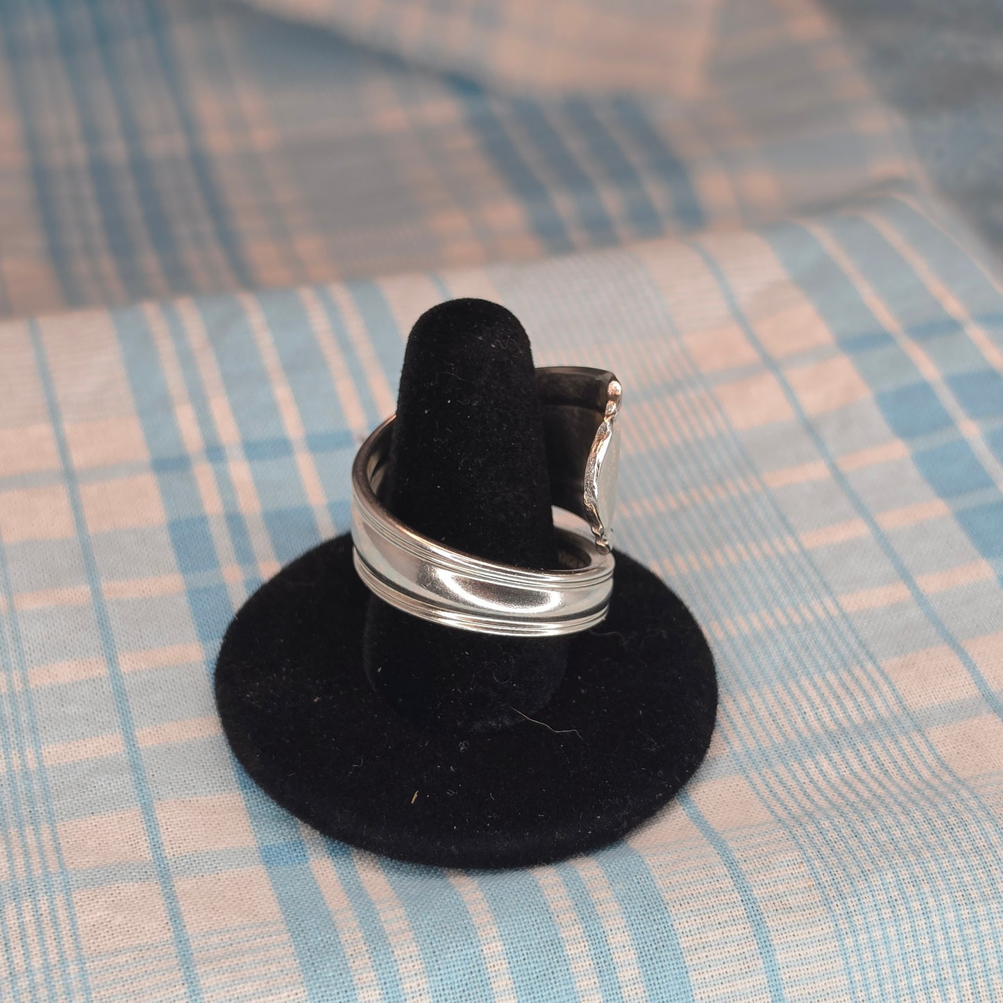Vintage Silver Plate Pattern Spiral Spoon ring - Size 13
