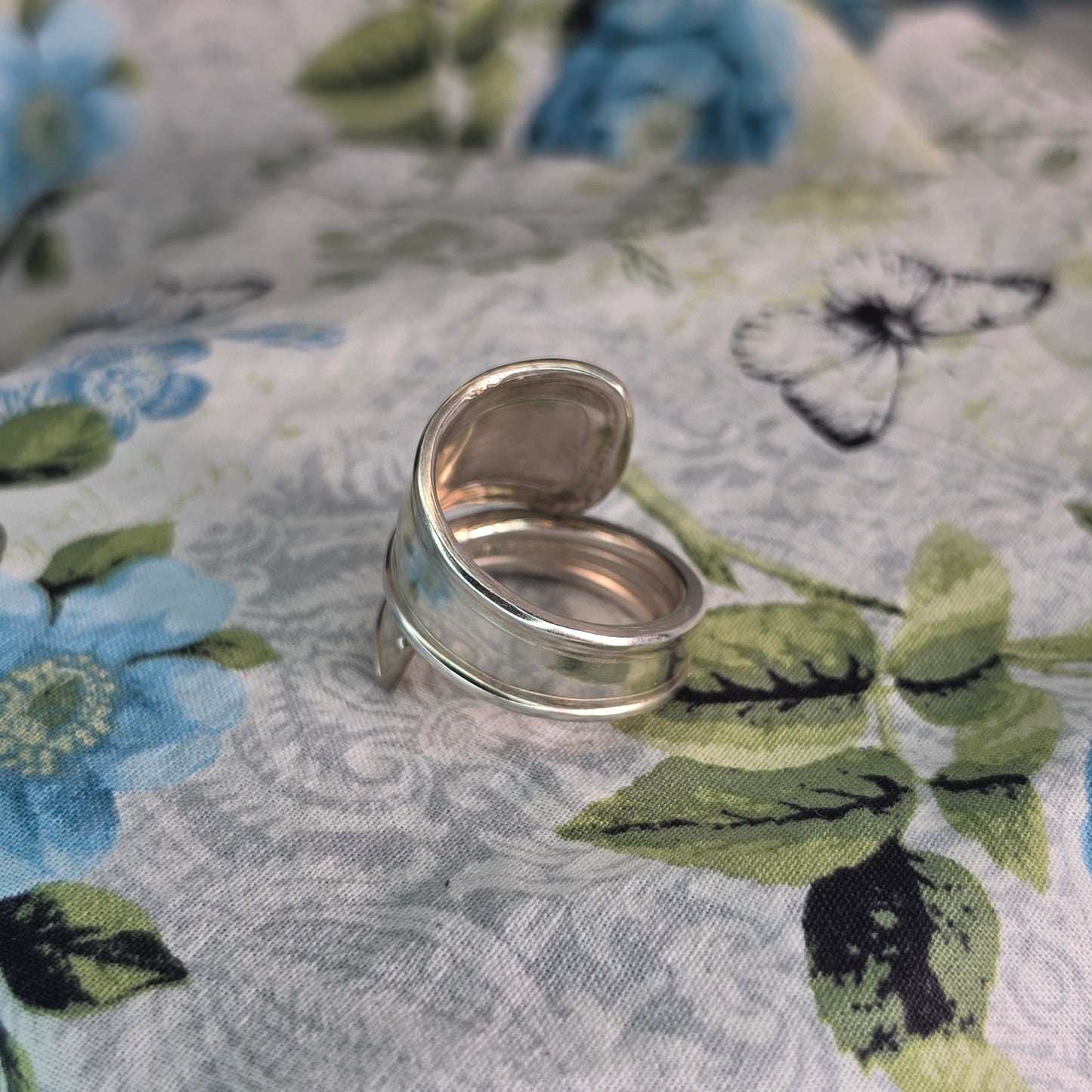 Vintage Silver Plate Spiral Spoon ring - Size 13