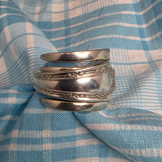 Dessert Fork Silver Plate Shield Ring - Size 12
