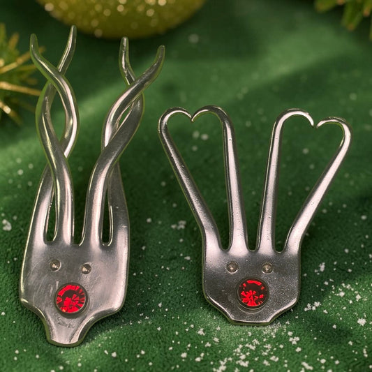 Rudolph Christmas Ornaments – Handcrafted Vintage Silver-Plated Forks