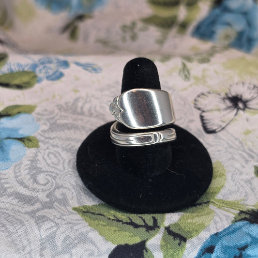 Vintage Silver Plate Spiral Spoon ring - Size 9