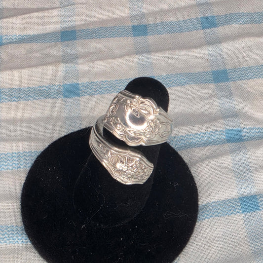 Silver Plate Spiral Spoon Ring - Size 5