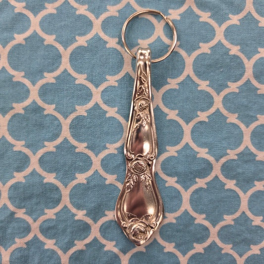 Rose (1903) Pattern Silver Plated Keychain