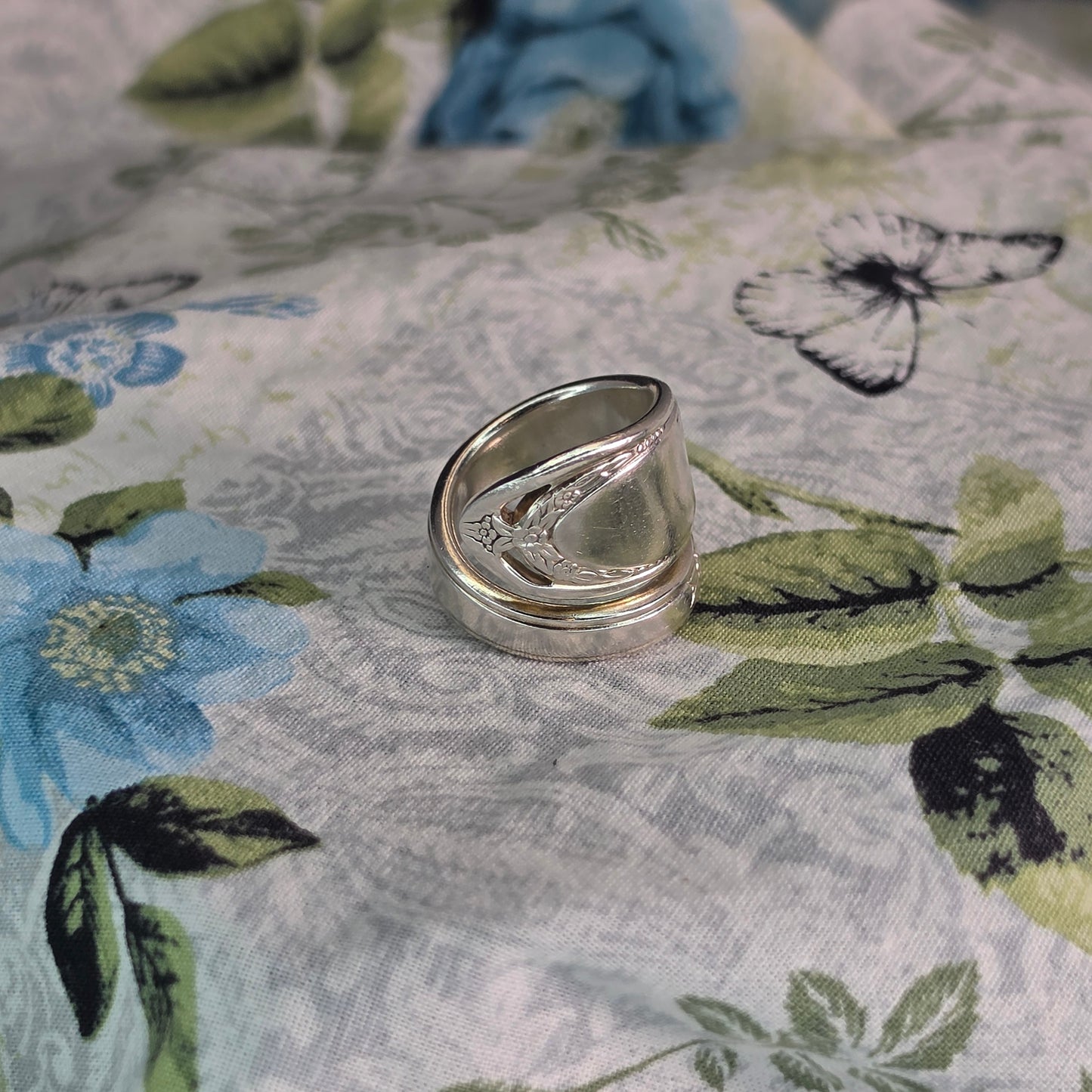 Vintage Silver Plate Spiral Spoon ring - Size 9