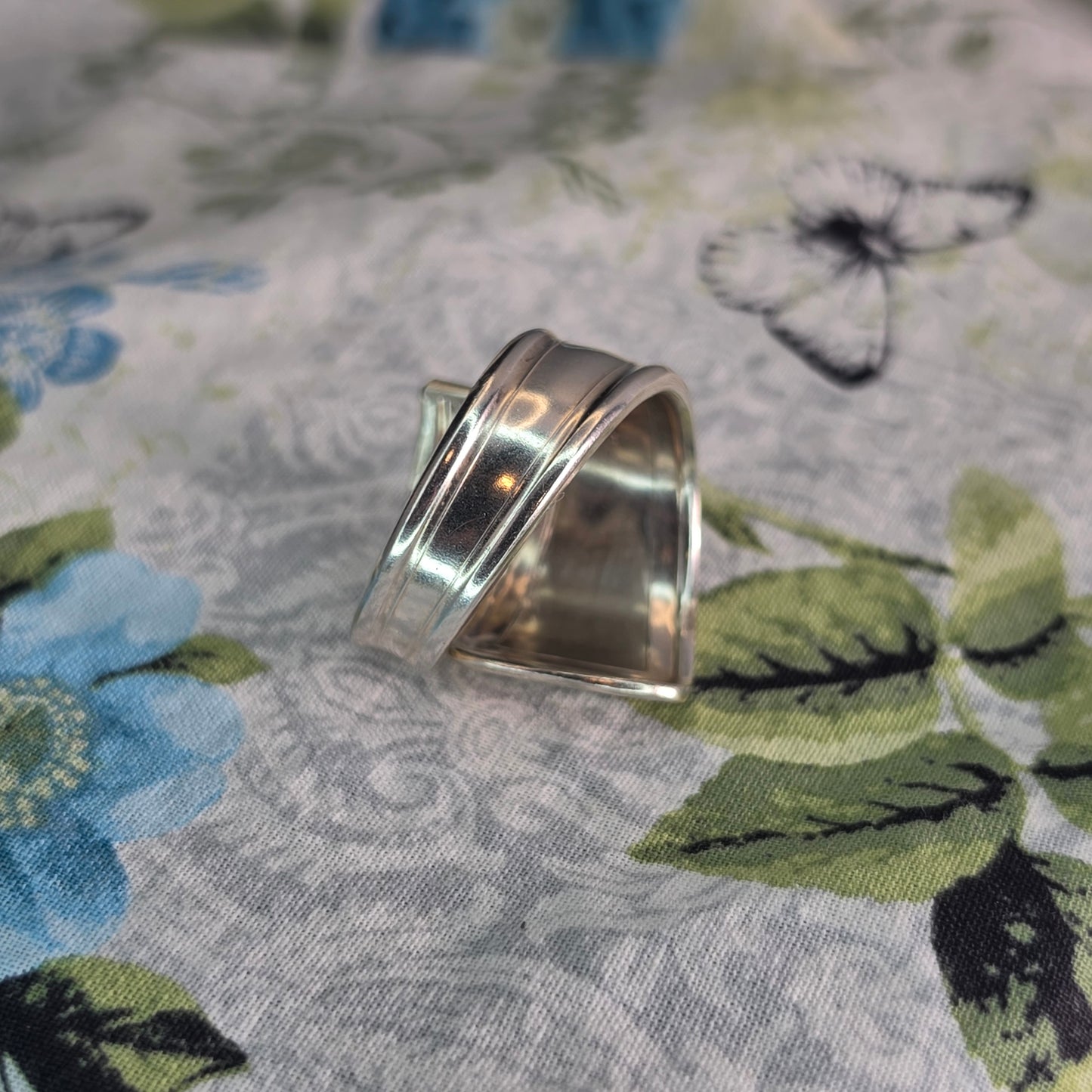 Vintage Silver Plate Spiral Spoon ring - Size 13