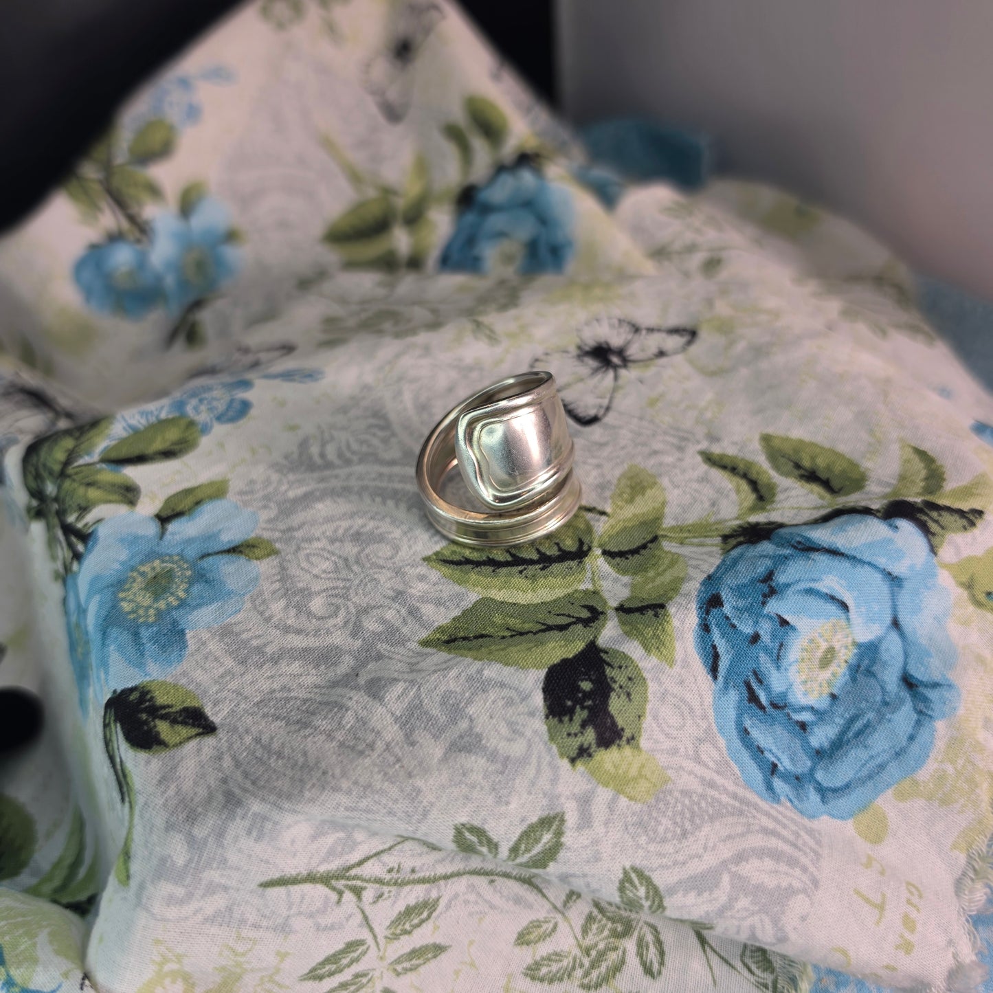 Vintage Silver Plate Spiral Spoon ring - Size 13