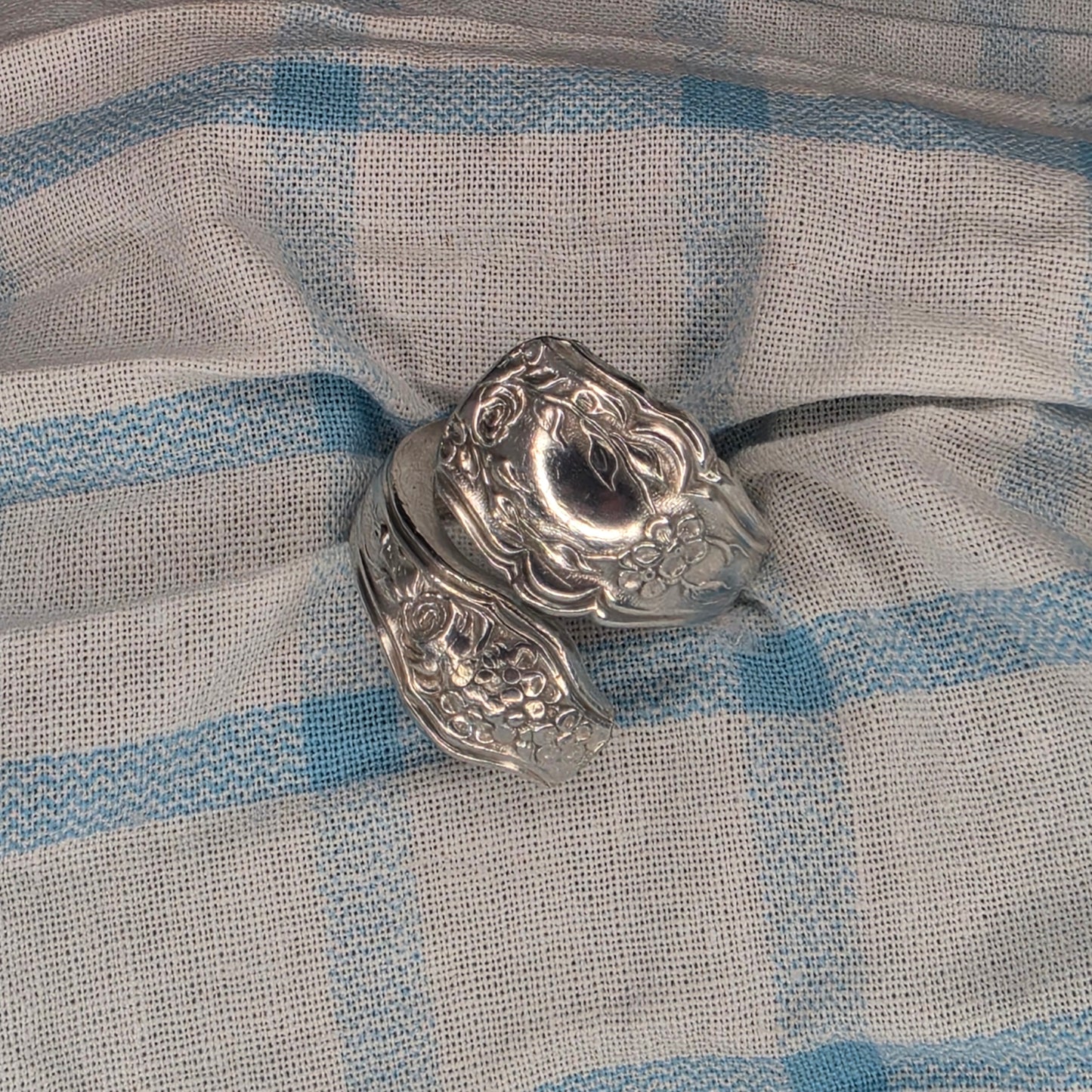 Silver Plate Spiral Spoon Ring - Size 6