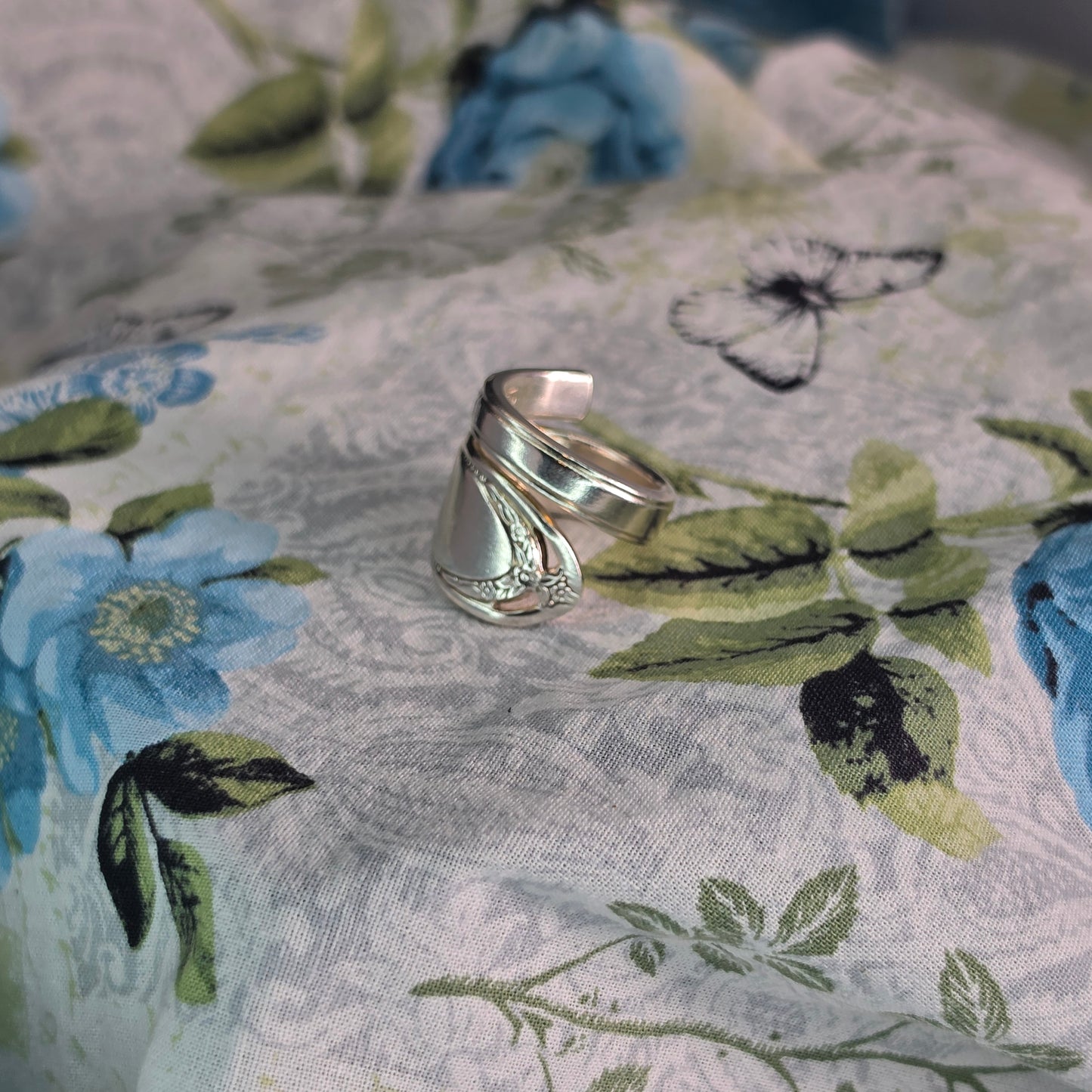 Vintage Silver Plate Spiral Spoon ring - Size 9