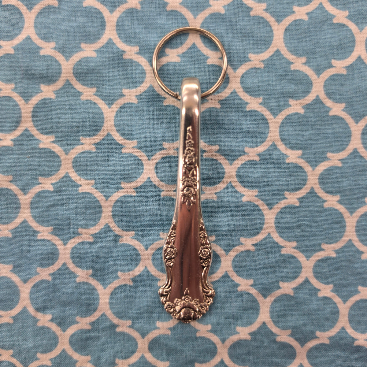 Holiday (1951) Pattern Silver Plated Keychain