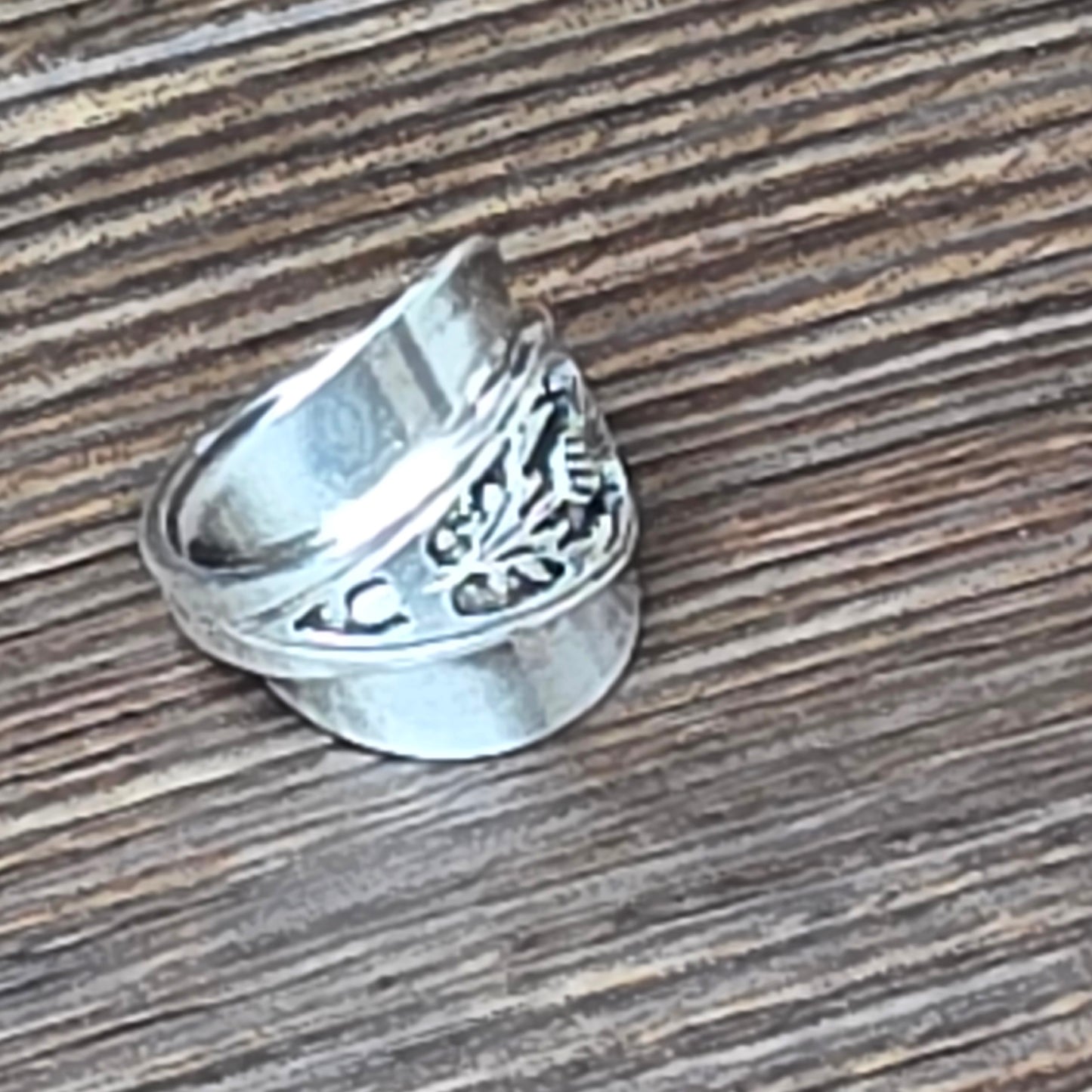 Salt Spoon Silver Plated Shield Ring - Size 8
